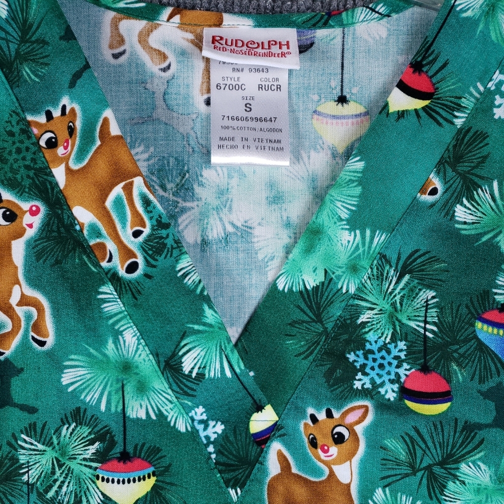Women's Christmas Scrubs Rudolph The Red Nose Reindeer - Picture 8 of 9